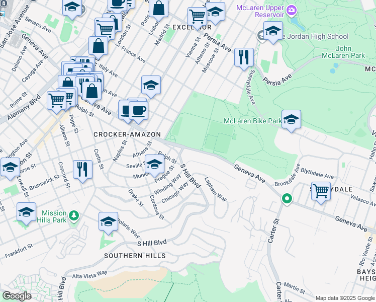map of restaurants, bars, coffee shops, grocery stores, and more near in San Francisco