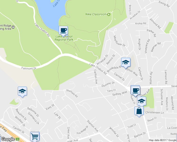map of restaurants, bars, coffee shops, grocery stores, and more near 3154 Aylesbury Court in Castro Valley