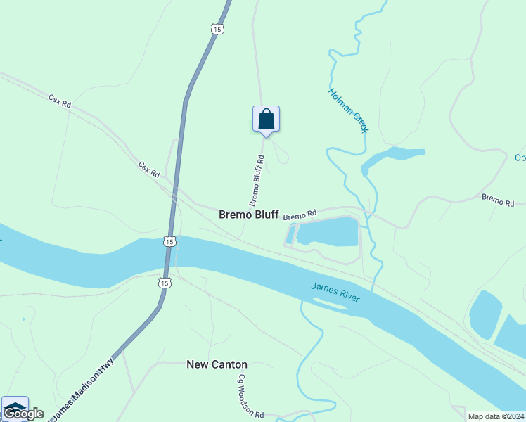 map of restaurants, bars, coffee shops, grocery stores, and more near 551 Bremo Road in Bremo Bluff