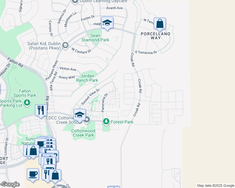 map of restaurants, bars, coffee shops, grocery stores, and more near 4287 Loyalton Road in Dublin