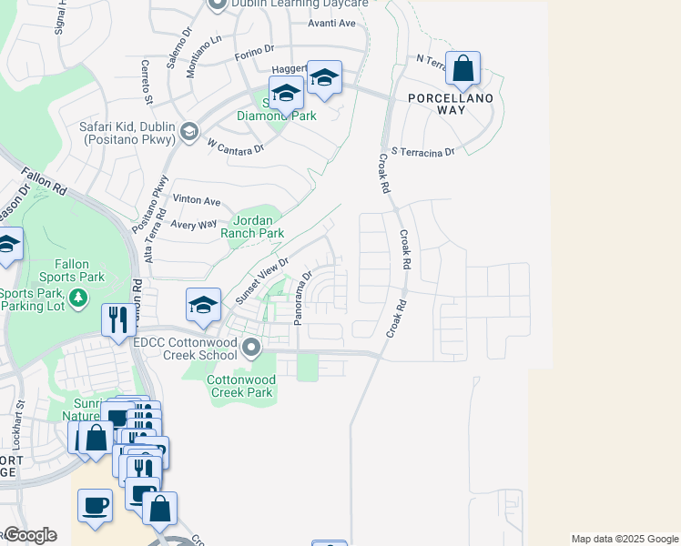 map of restaurants, bars, coffee shops, grocery stores, and more near 4287 Loyalton Road in Dublin
