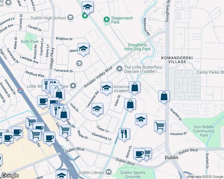 map of restaurants, bars, coffee shops, grocery stores, and more near 6890 Post Road in Dublin