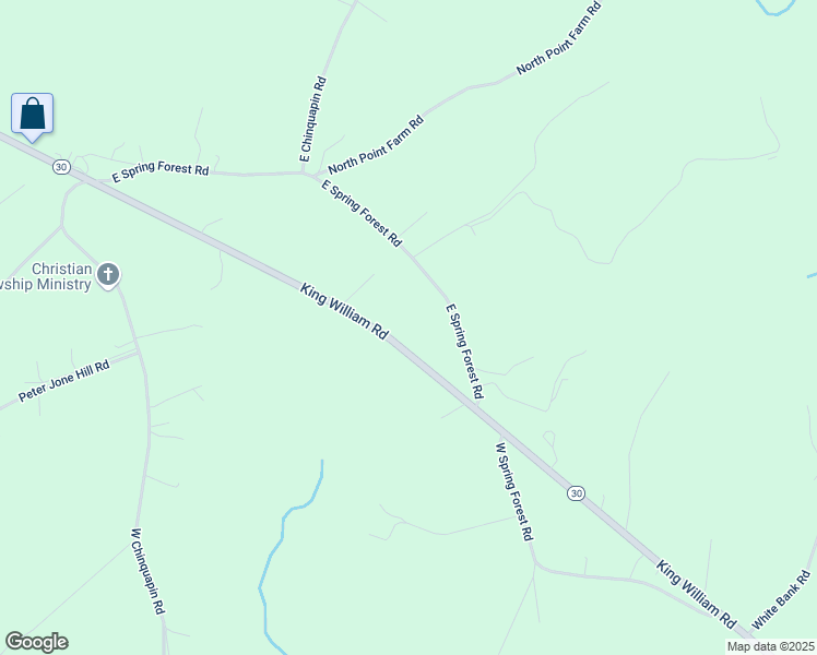 map of restaurants, bars, coffee shops, grocery stores, and more near 16741 King William Road in King William