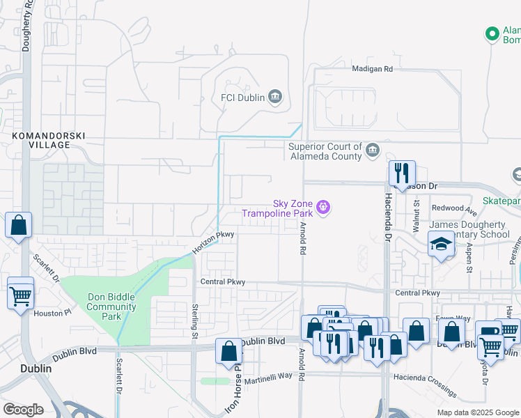 map of restaurants, bars, coffee shops, grocery stores, and more near 5521 Gracen Way in Dublin