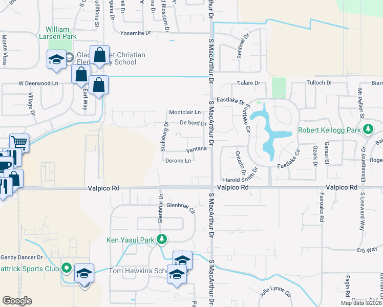 map of restaurants, bars, coffee shops, grocery stores, and more near 2472 South Tung Nugyen Lane in Tracy