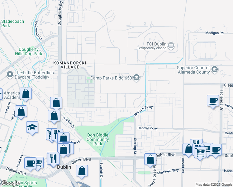 map of restaurants, bars, coffee shops, grocery stores, and more near 6th Street in Dublin