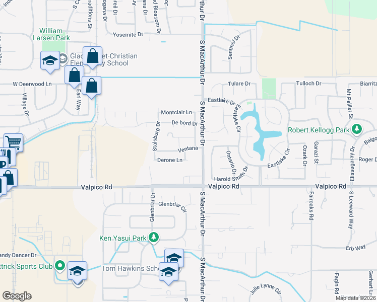 map of restaurants, bars, coffee shops, grocery stores, and more near 2472 Tung M. Nguyen Lane in Tracy