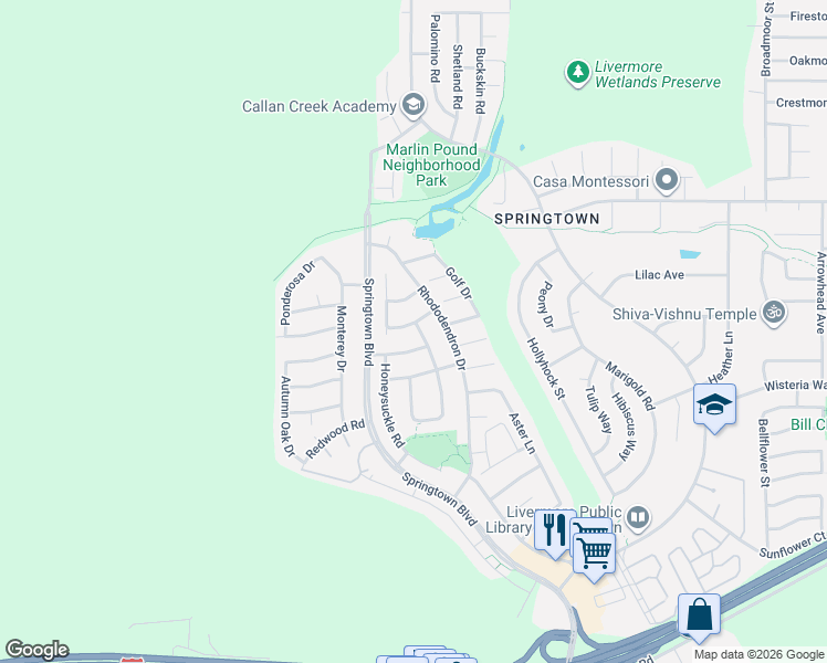 map of restaurants, bars, coffee shops, grocery stores, and more near 1724 Carnation Circle in Livermore
