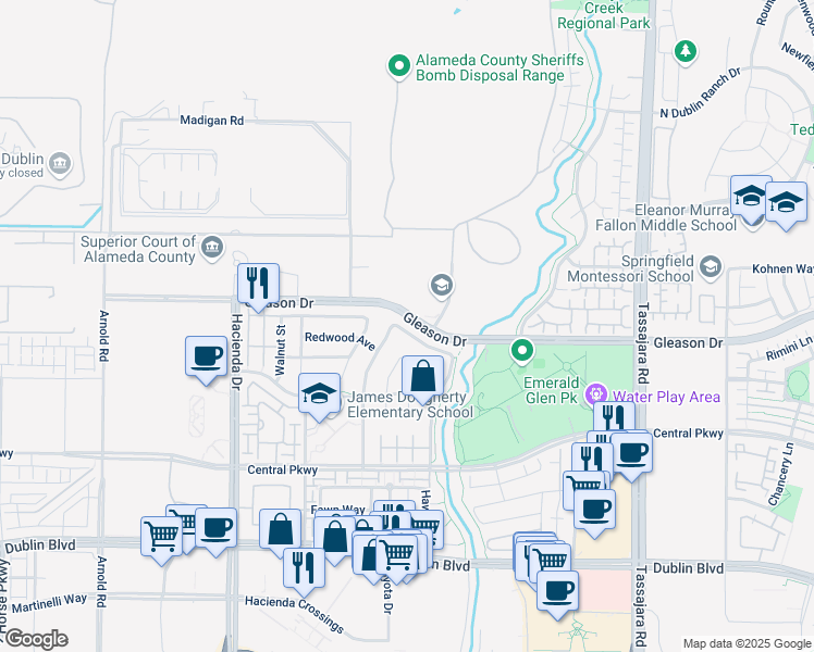 map of restaurants, bars, coffee shops, grocery stores, and more near 4759 Persimmon Drive in Dublin
