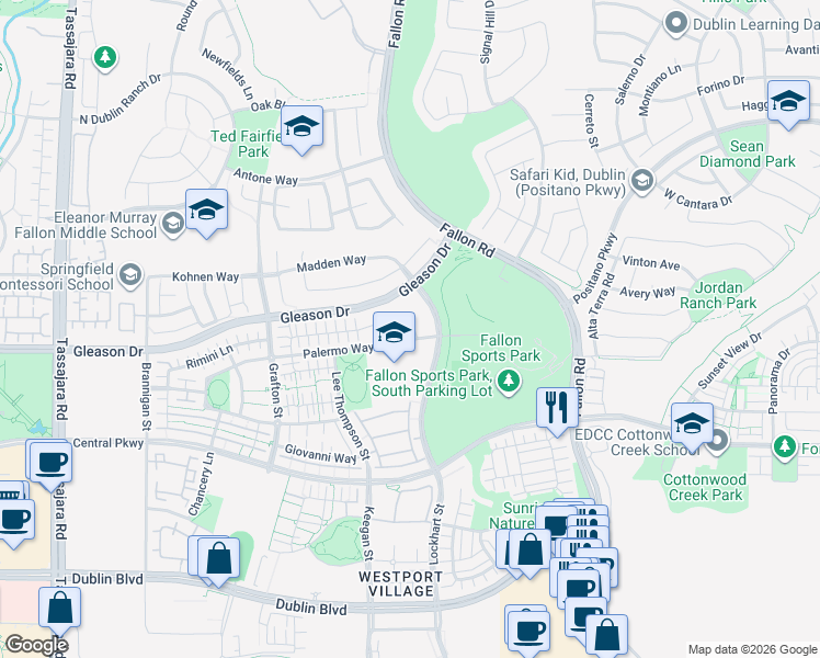 map of restaurants, bars, coffee shops, grocery stores, and more near 2962 Vittoria Loop in Dublin