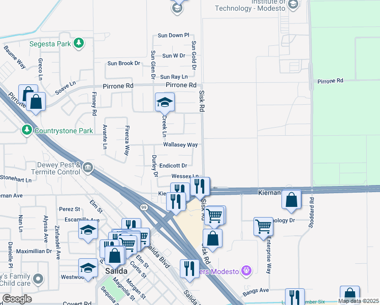 map of restaurants, bars, coffee shops, grocery stores, and more near 4501 Windermere Court in Salida
