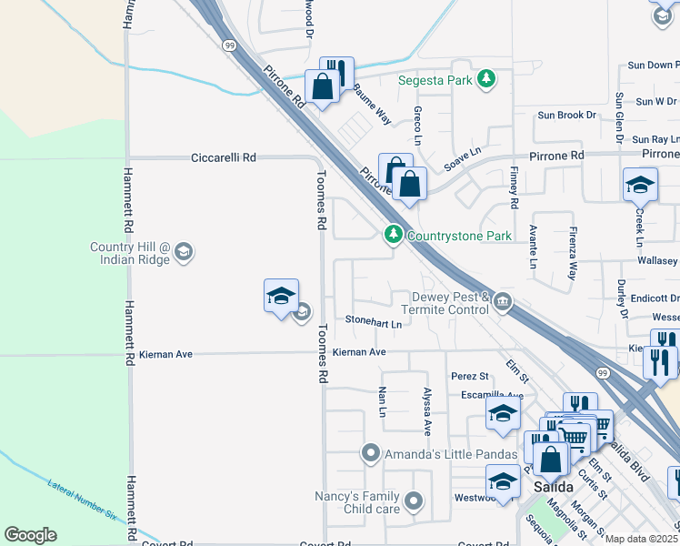 map of restaurants, bars, coffee shops, grocery stores, and more near 5104 Countryridge Lane in Salida