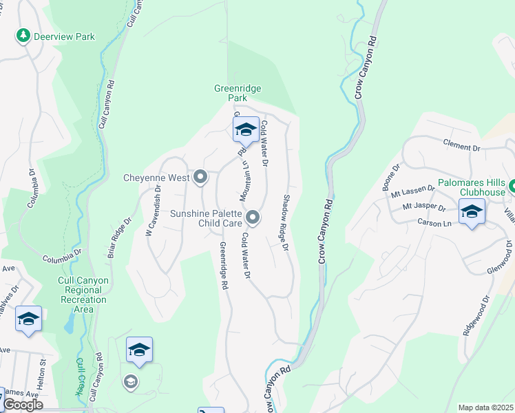 map of restaurants, bars, coffee shops, grocery stores, and more near 5764 Cold Water Drive in Castro Valley