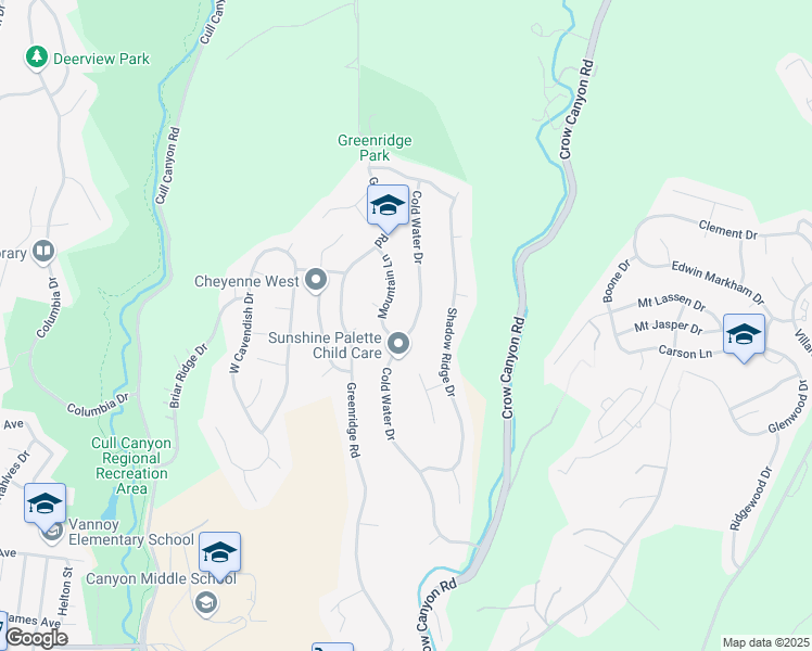 map of restaurants, bars, coffee shops, grocery stores, and more near 5764 Cold Water Drive in Castro Valley