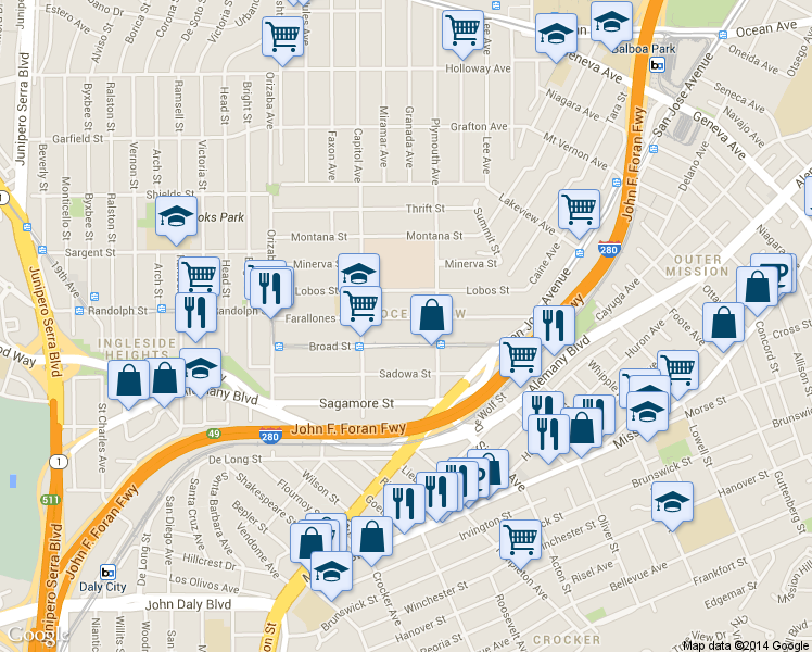 map of restaurants, bars, coffee shops, grocery stores, and more near in San Francisco