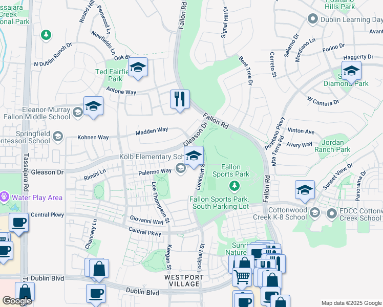 map of restaurants, bars, coffee shops, grocery stores, and more near 3013 Vittoria Loop in Dublin