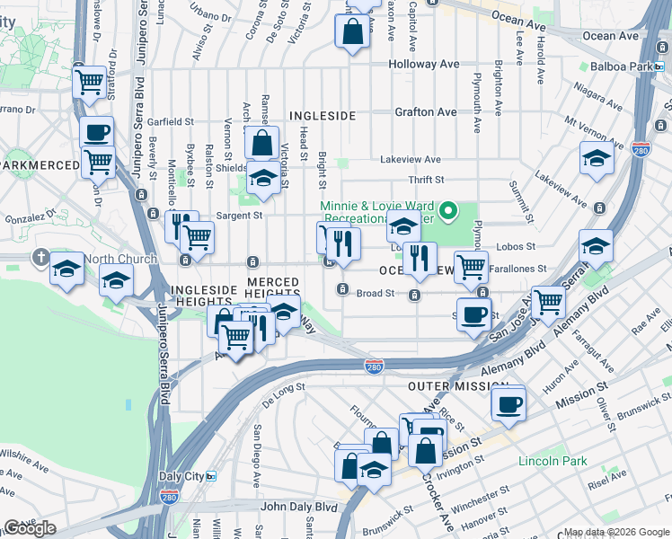 map of restaurants, bars, coffee shops, grocery stores, and more near in San Francisco