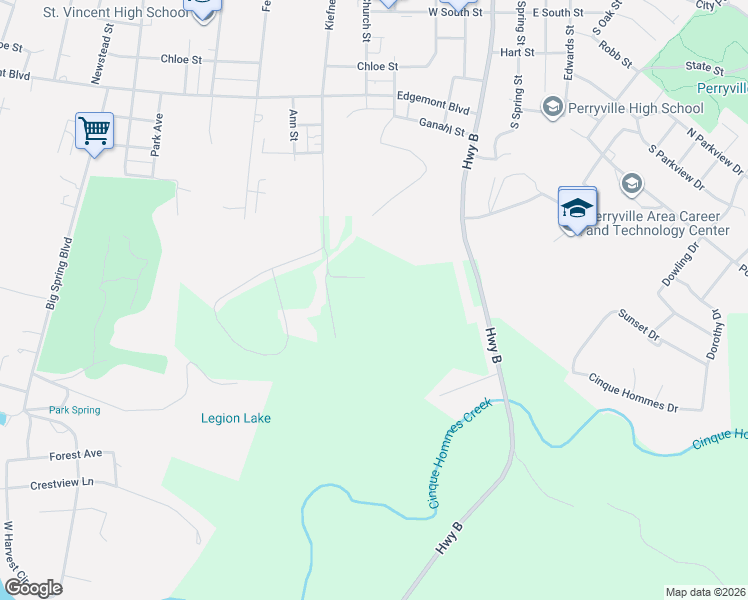 map of restaurants, bars, coffee shops, grocery stores, and more near 111 Sandy Lane in Perryville