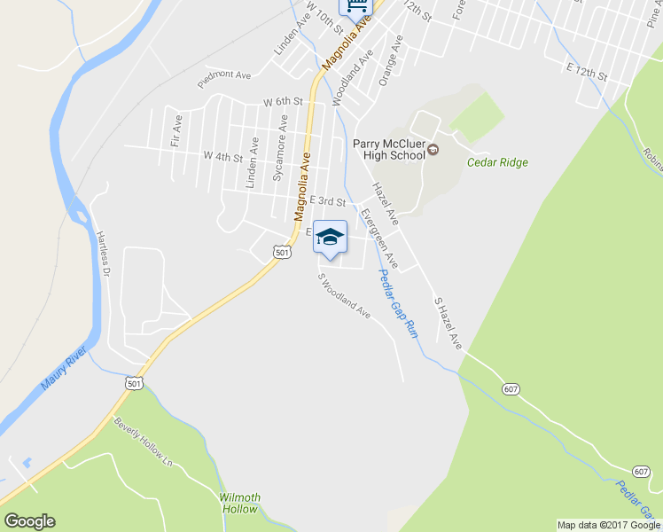 map of restaurants, bars, coffee shops, grocery stores, and more near 105 Poplar Avenue in Buena Vista