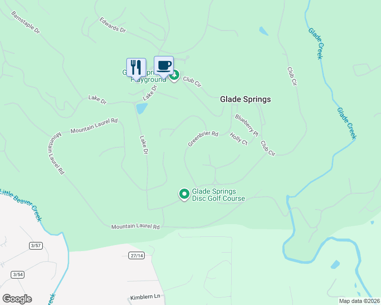 map of restaurants, bars, coffee shops, grocery stores, and more near 113 Greenbrier Rd in Daniels