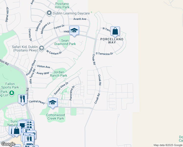 map of restaurants, bars, coffee shops, grocery stores, and more near 1937 Whitney Avenue in Dublin