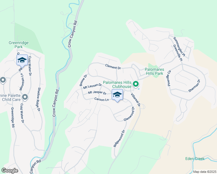 map of restaurants, bars, coffee shops, grocery stores, and more near 19592 Mount Lassen Drive in Castro Valley