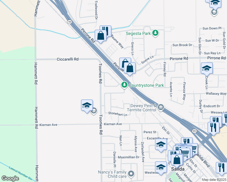 map of restaurants, bars, coffee shops, grocery stores, and more near 5313 Countrystone Drive in Salida