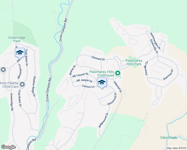 map of restaurants, bars, coffee shops, grocery stores, and more near 19592 Mount Lassen Drive in Castro Valley