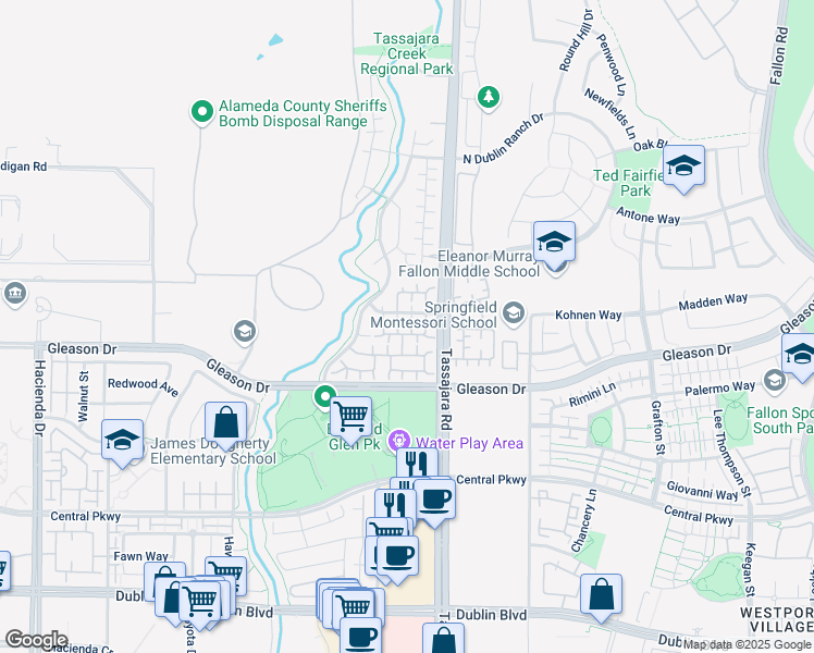 map of restaurants, bars, coffee shops, grocery stores, and more near 4136 Bandini Court in Dublin