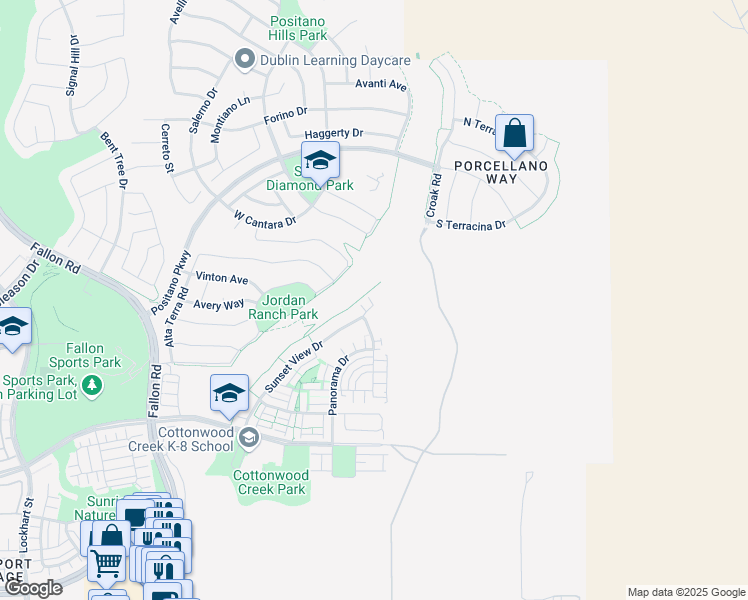 map of restaurants, bars, coffee shops, grocery stores, and more near 4369 Table Mountain Road in Dublin
