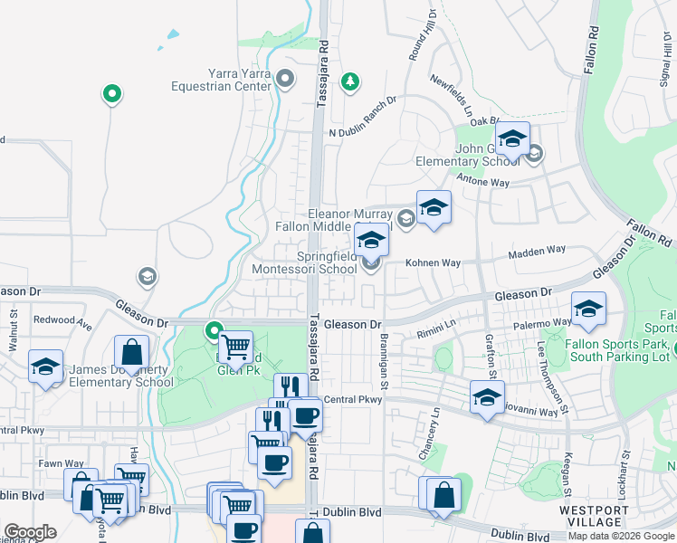 map of restaurants, bars, coffee shops, grocery stores, and more near 5190 Topsham Court in Dublin