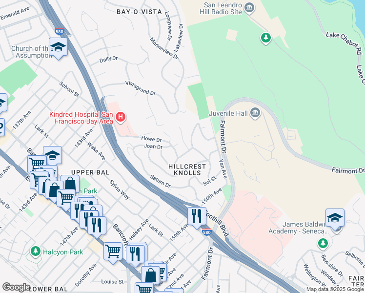 map of restaurants, bars, coffee shops, grocery stores, and more near 14683 Midland Road in San Leandro