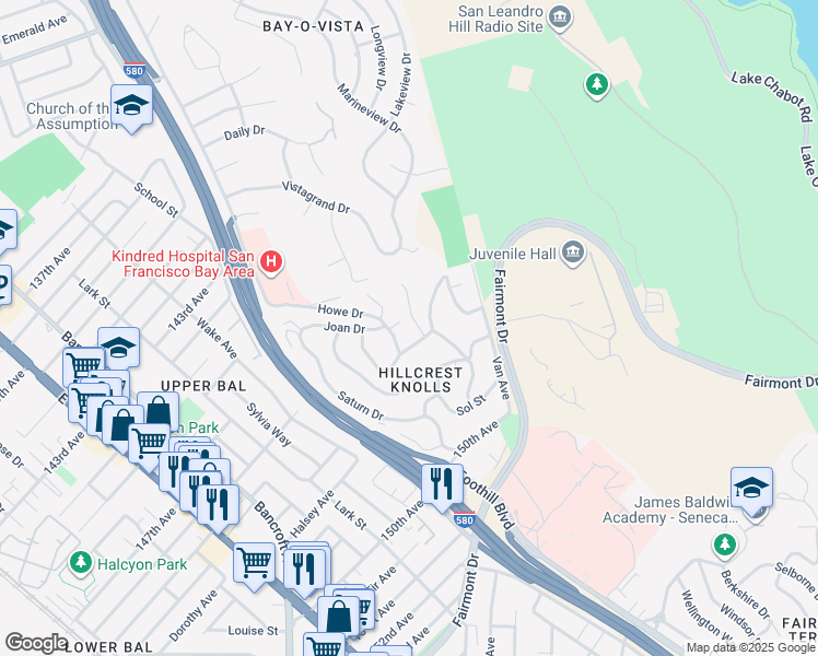 map of restaurants, bars, coffee shops, grocery stores, and more near 14683 Midland Road in San Leandro