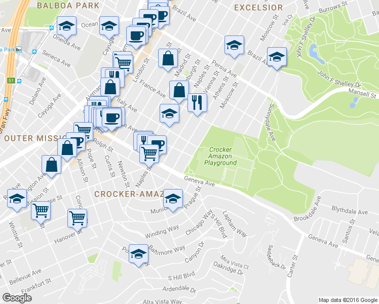 map of restaurants, bars, coffee shops, grocery stores, and more near in San Francisco