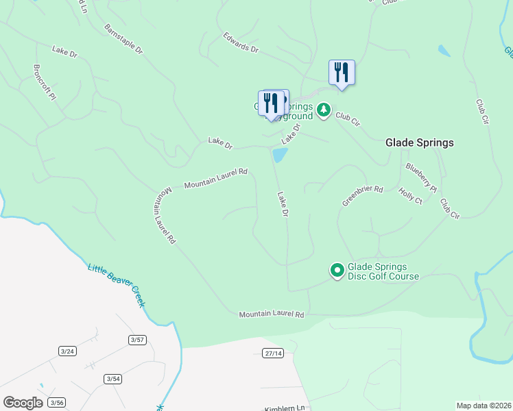 map of restaurants, bars, coffee shops, grocery stores, and more near 177 Mountain Laurel Road in Daniels
