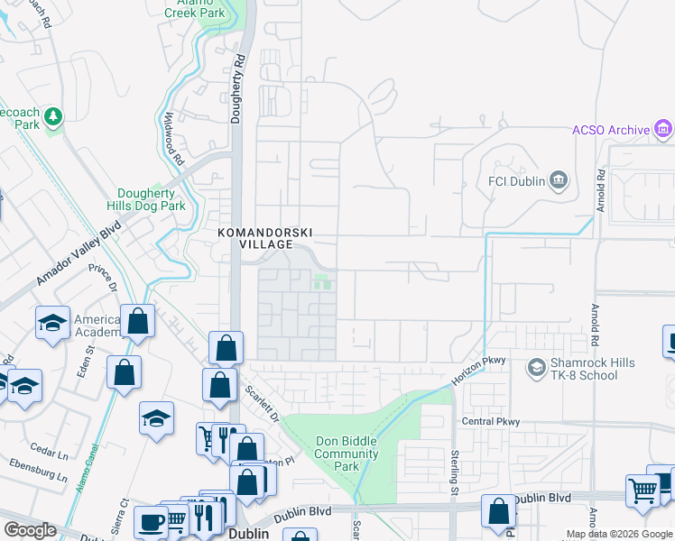 map of restaurants, bars, coffee shops, grocery stores, and more near Powers Street in Dublin