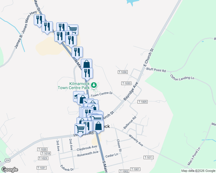 map of restaurants, bars, coffee shops, grocery stores, and more near 14 Fox Hill Drive in Kilmarnock