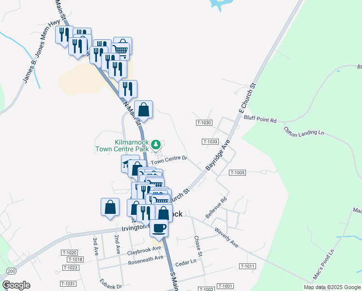map of restaurants, bars, coffee shops, grocery stores, and more near 14 Fox Hill Drive in Kilmarnock