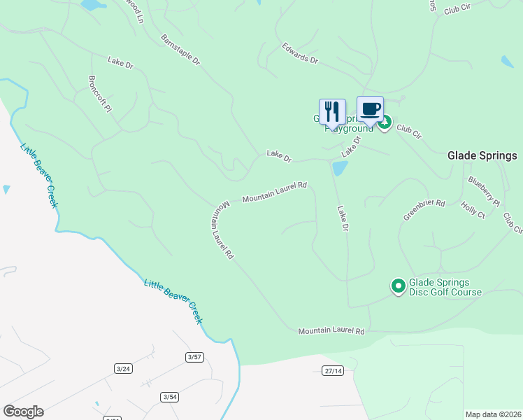 map of restaurants, bars, coffee shops, grocery stores, and more near 177-205 Mountain Laurel Rd in Daniels