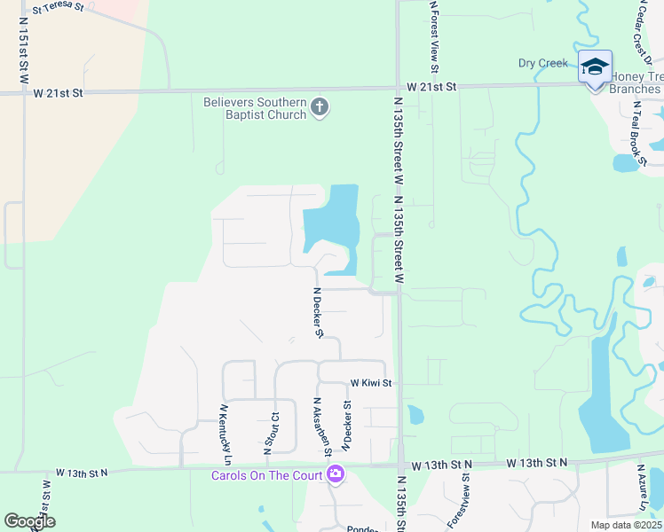 map of restaurants, bars, coffee shops, grocery stores, and more near 1817 North Nickelton Street in Wichita