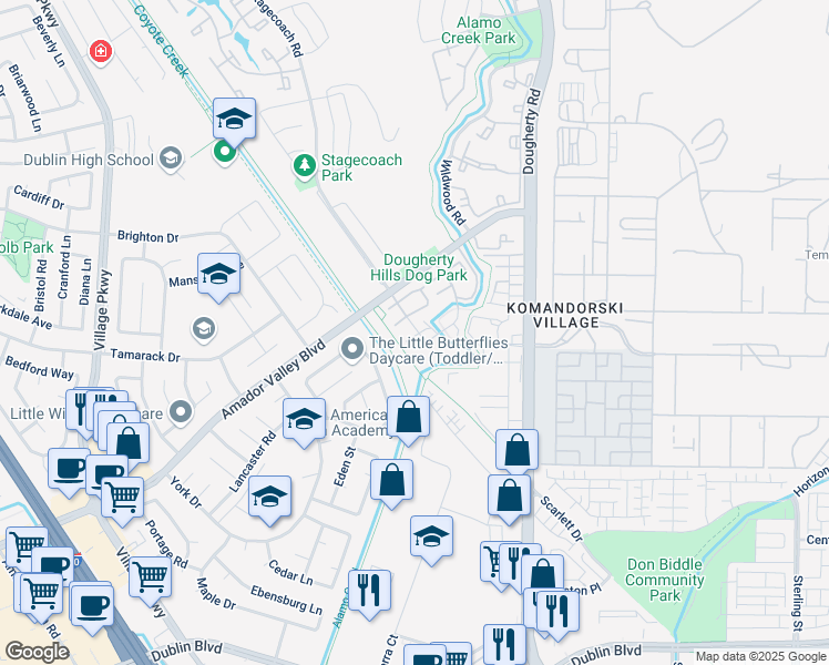 map of restaurants, bars, coffee shops, grocery stores, and more near 6972 Dublin Meadows Street in Dublin