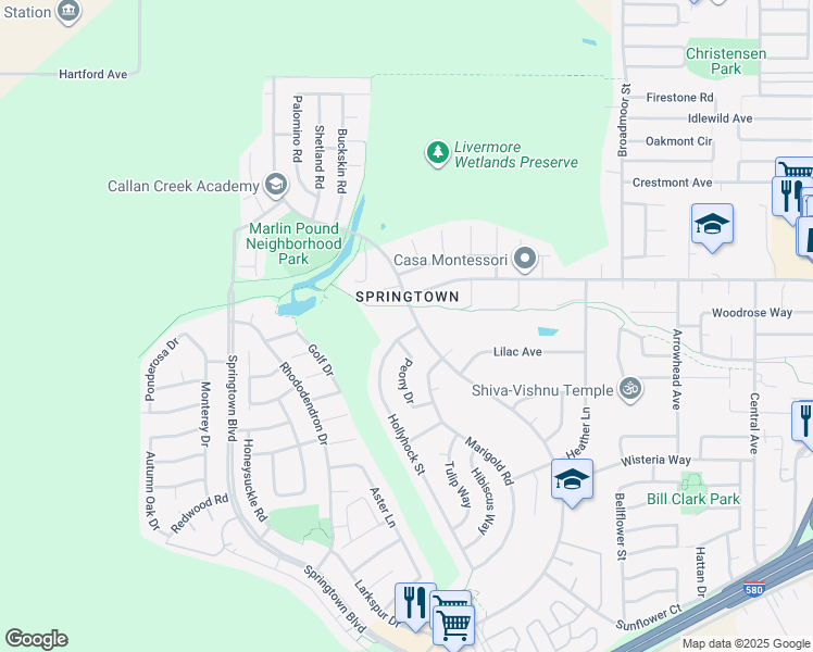 map of restaurants, bars, coffee shops, grocery stores, and more near in Livermore