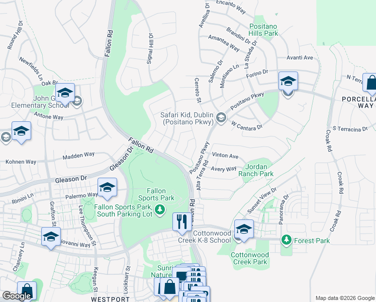 map of restaurants, bars, coffee shops, grocery stores, and more near 4891 Stonehaven Lane in Dublin