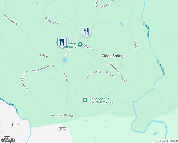 map of restaurants, bars, coffee shops, grocery stores, and more near 119 Greenbrier Road in Daniels