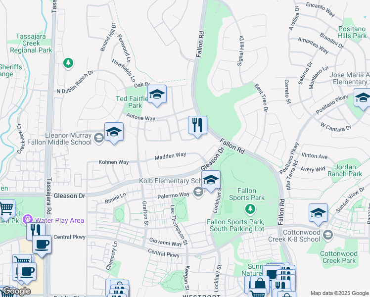 map of restaurants, bars, coffee shops, grocery stores, and more near 3210 South Bridgepointe Lane in Dublin