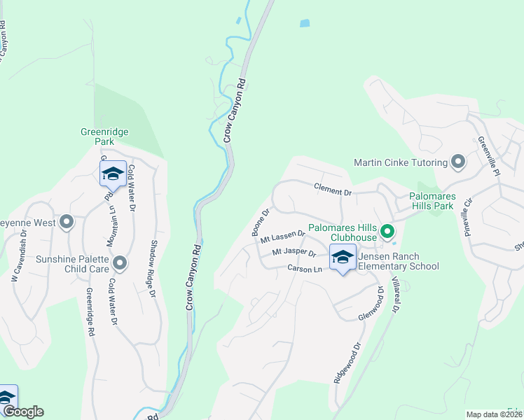 map of restaurants, bars, coffee shops, grocery stores, and more near 6444 Boone Drive in Castro Valley