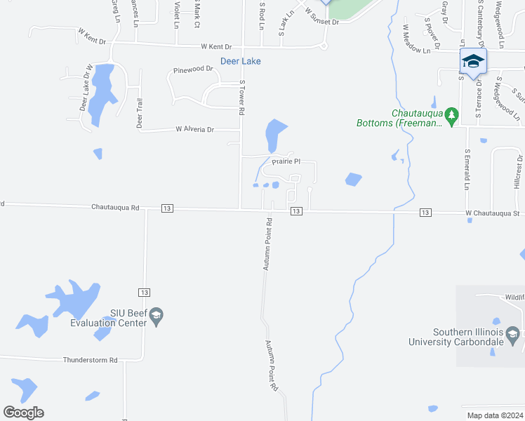 map of restaurants, bars, coffee shops, grocery stores, and more near 900 Autumn Point Road in Carbondale