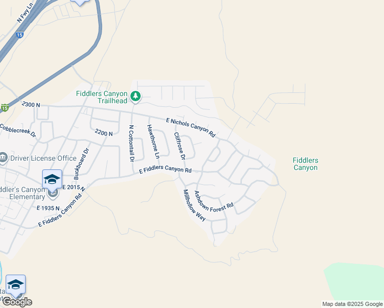 map of restaurants, bars, coffee shops, grocery stores, and more near 2133 Cliffrose Circle in Cedar City