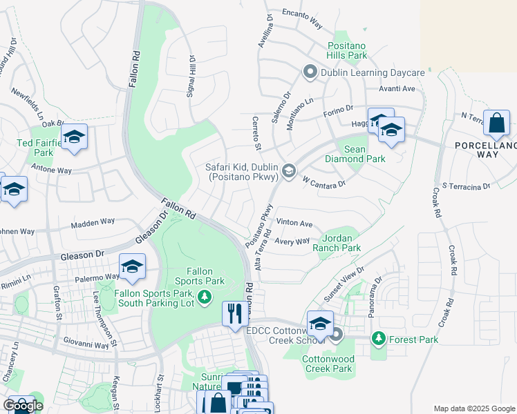 map of restaurants, bars, coffee shops, grocery stores, and more near 4855 Piper Glen Terrace in Dublin