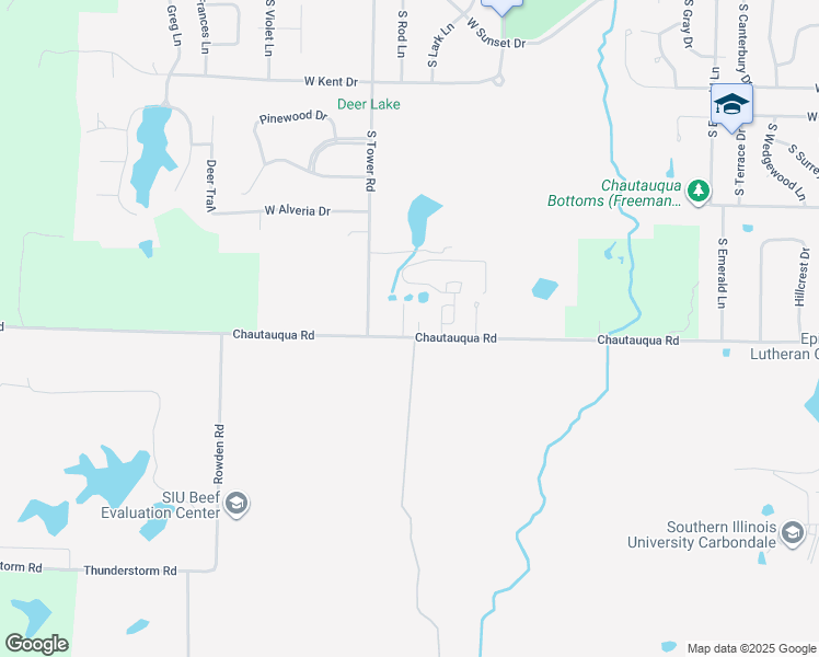 map of restaurants, bars, coffee shops, grocery stores, and more near 1025 Autumn Point Road in Carbondale